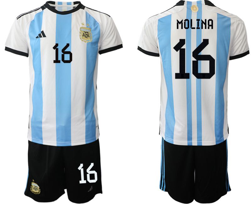Men 2022 World Cup National Team Argentina home white #16 Soccer Jerseys